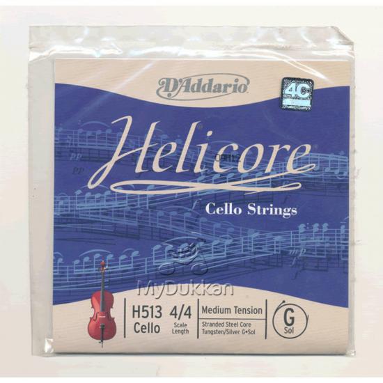 D’Addario H513 Helicore Cello Single G String, 4/4 Scale, Medium Tension Tek Tel (G) Sol - Çello Teli